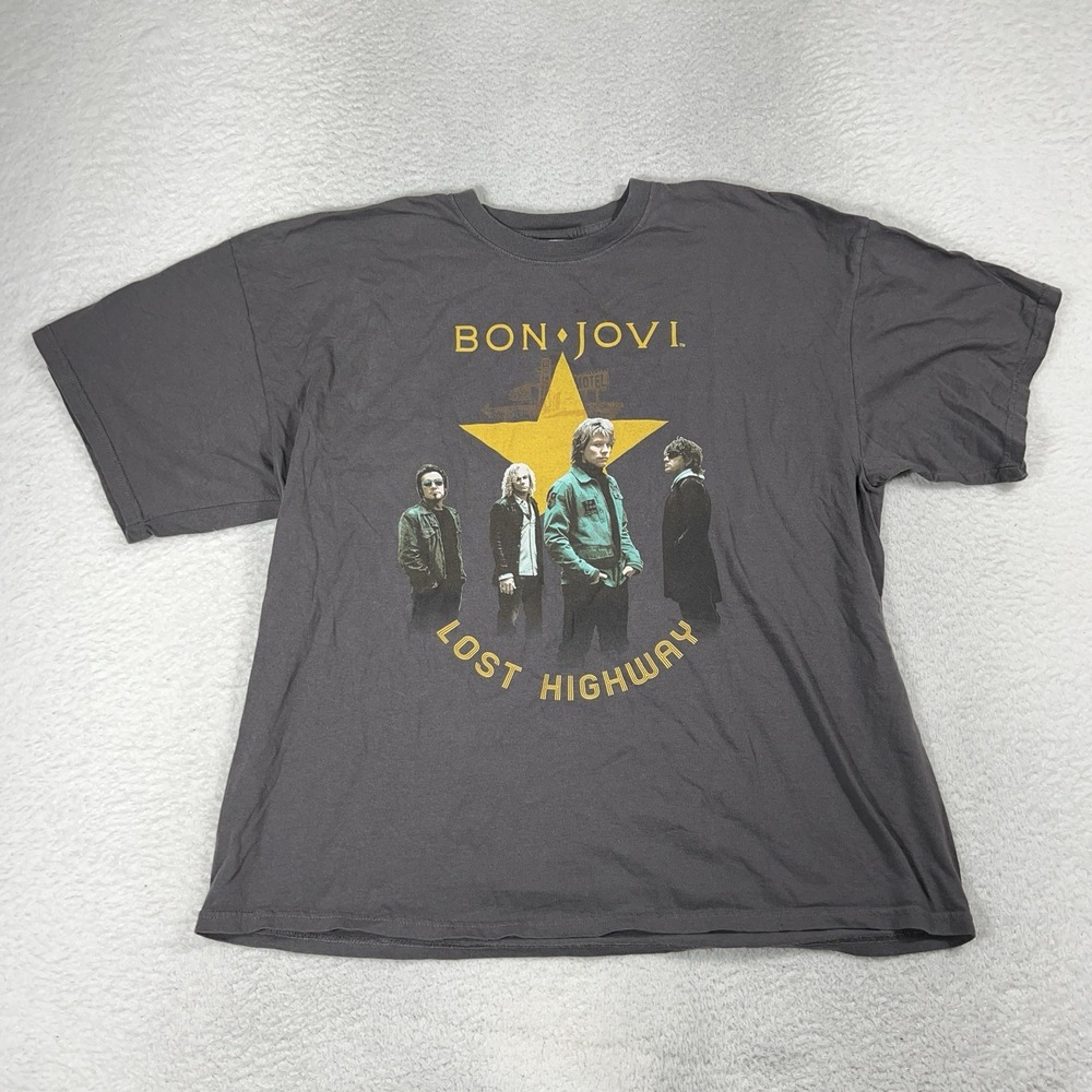 Bon Jovi Lost Highway North America 2008 Unisex Graphic T-Shirt 2007 Size 2XL